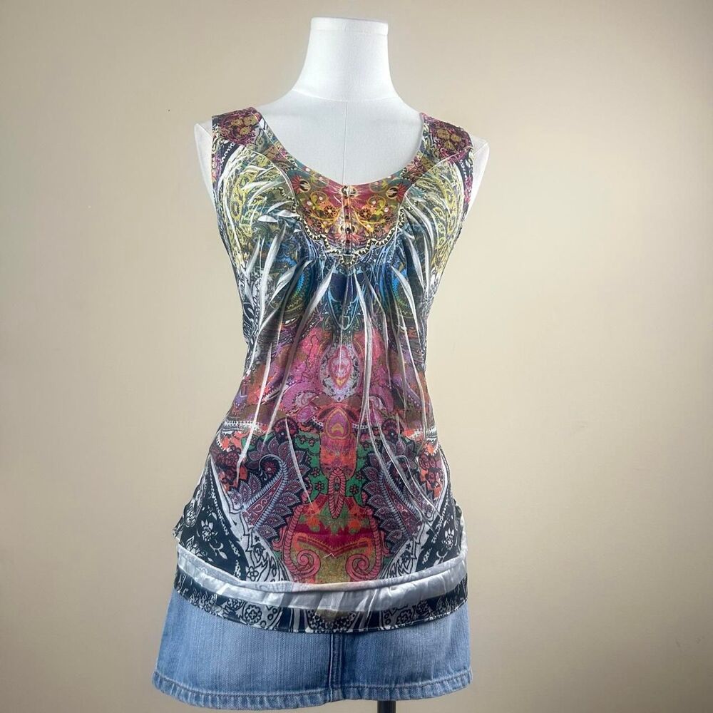 Unity Y2K All Over Bling Rainbow Tank Top